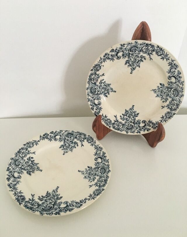 Lot of 2 plates for dessert Terre de Fer décor Louis XV