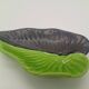 SAP Vallauris Vintage Leaf Bowl Two-Tone Ceramic Green Black 50s 60s