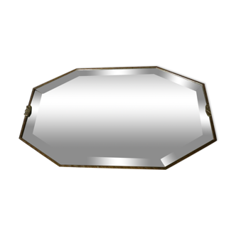 Plateau miroir art déco bronze chromé