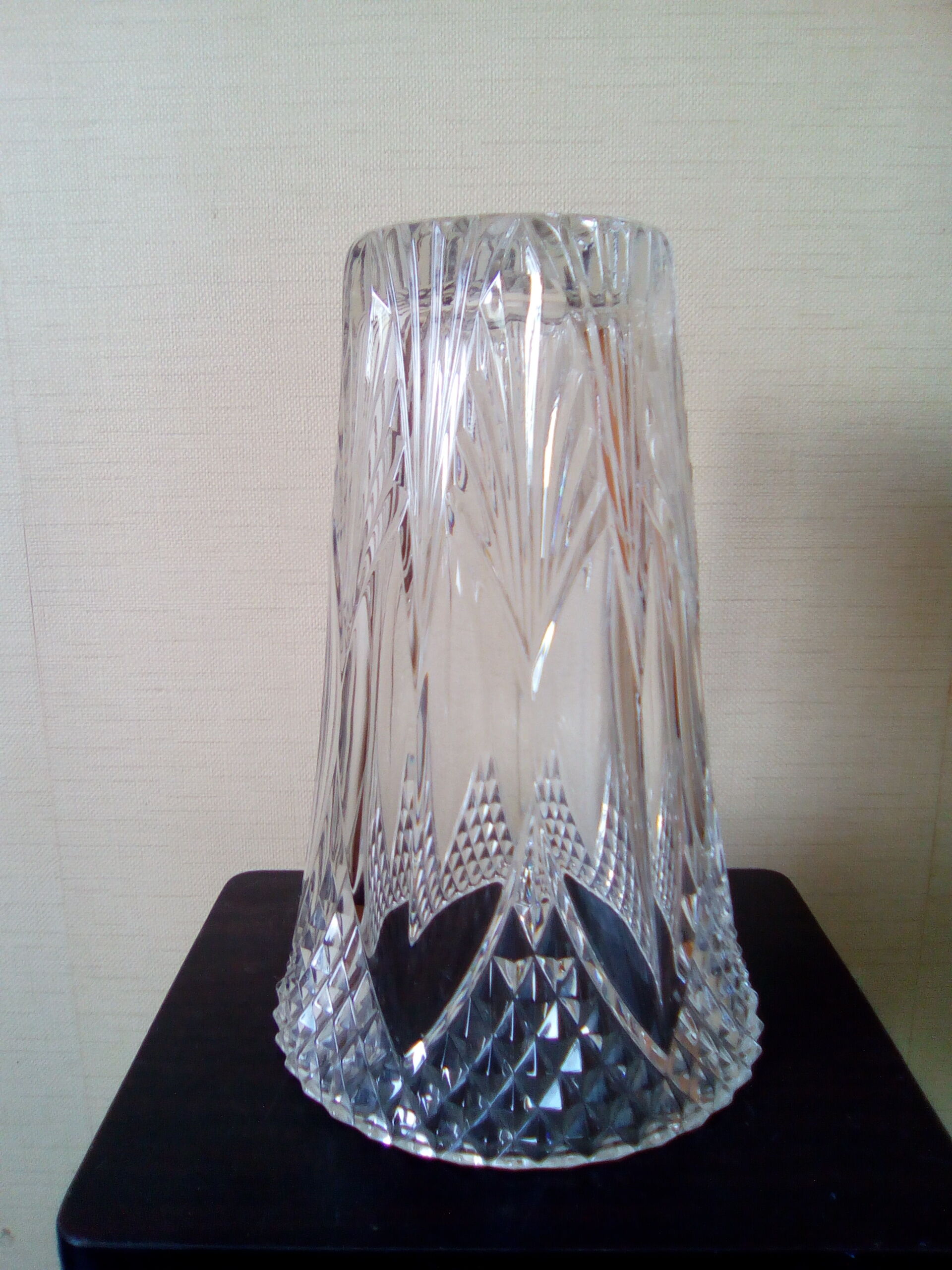 Crystal vase with bouquet holder and crystal barley ears