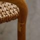 Set of 4 vintage Italian wicker and birch armchairs, mid-century modern, 1950.