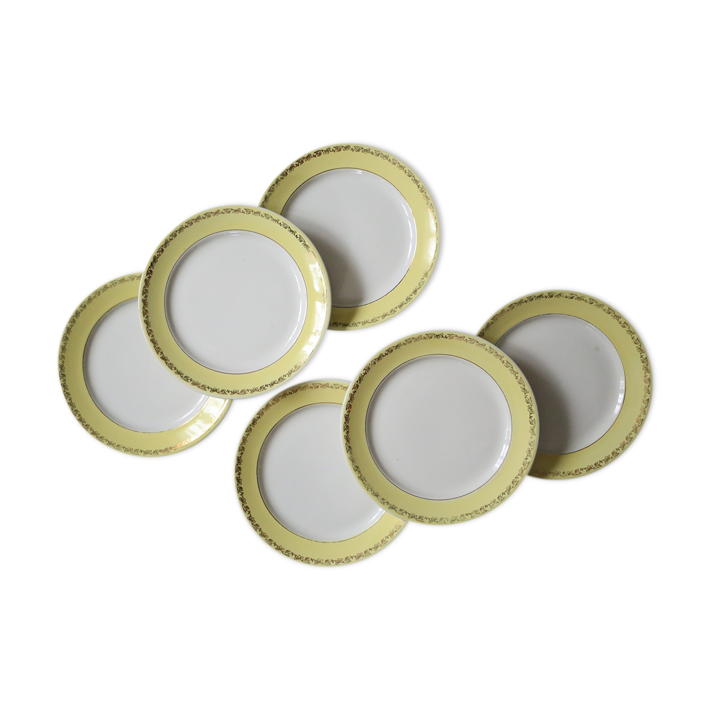 Set of 6 flat plates Luneville, Libourne model, vintage French