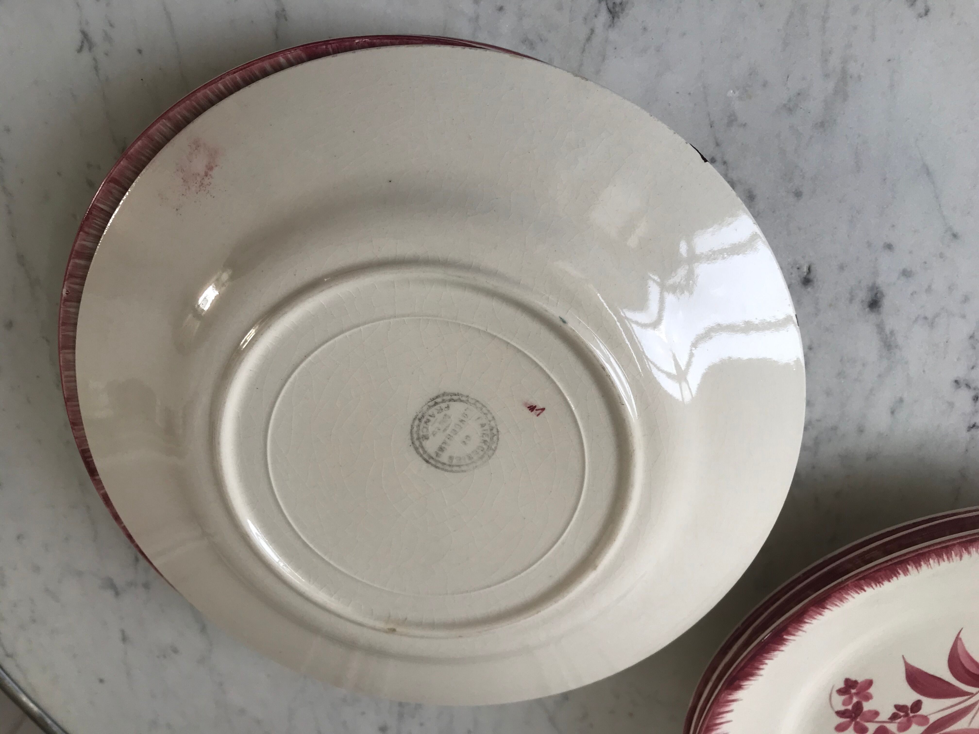 Set of 6 flat plates longchamp pinks years 30-40