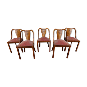 Suite de 5 chaises art déco 1930s