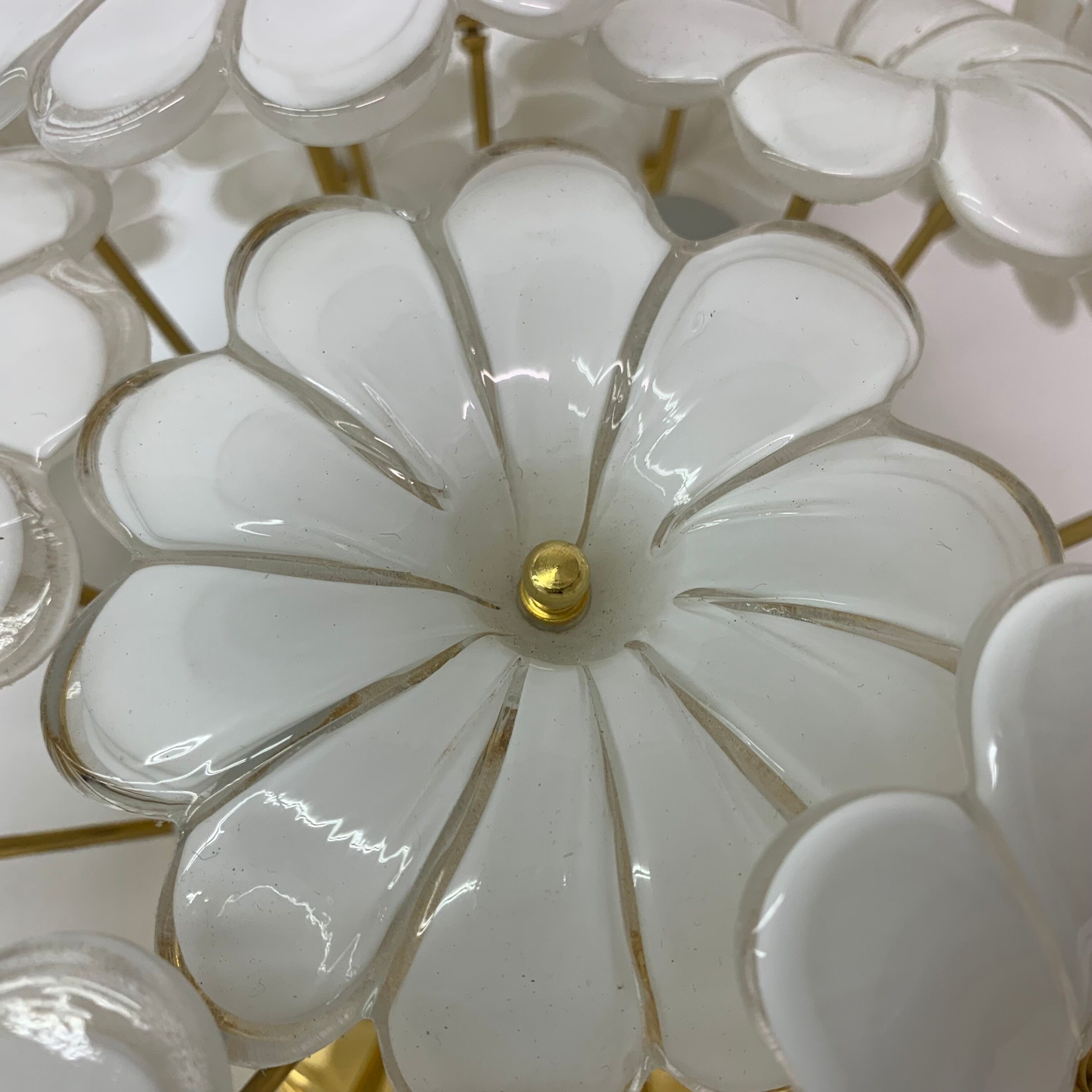 Murano glass flower italian ceiling lamp , 1970’s