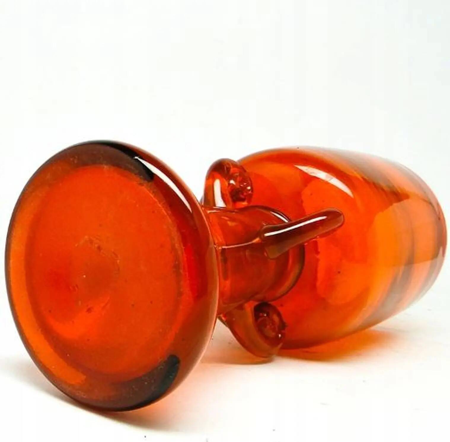 Krakow goblet, mid-century modern, red glass, designed by J. Słuczan-Orkusz, Poland, 1970s