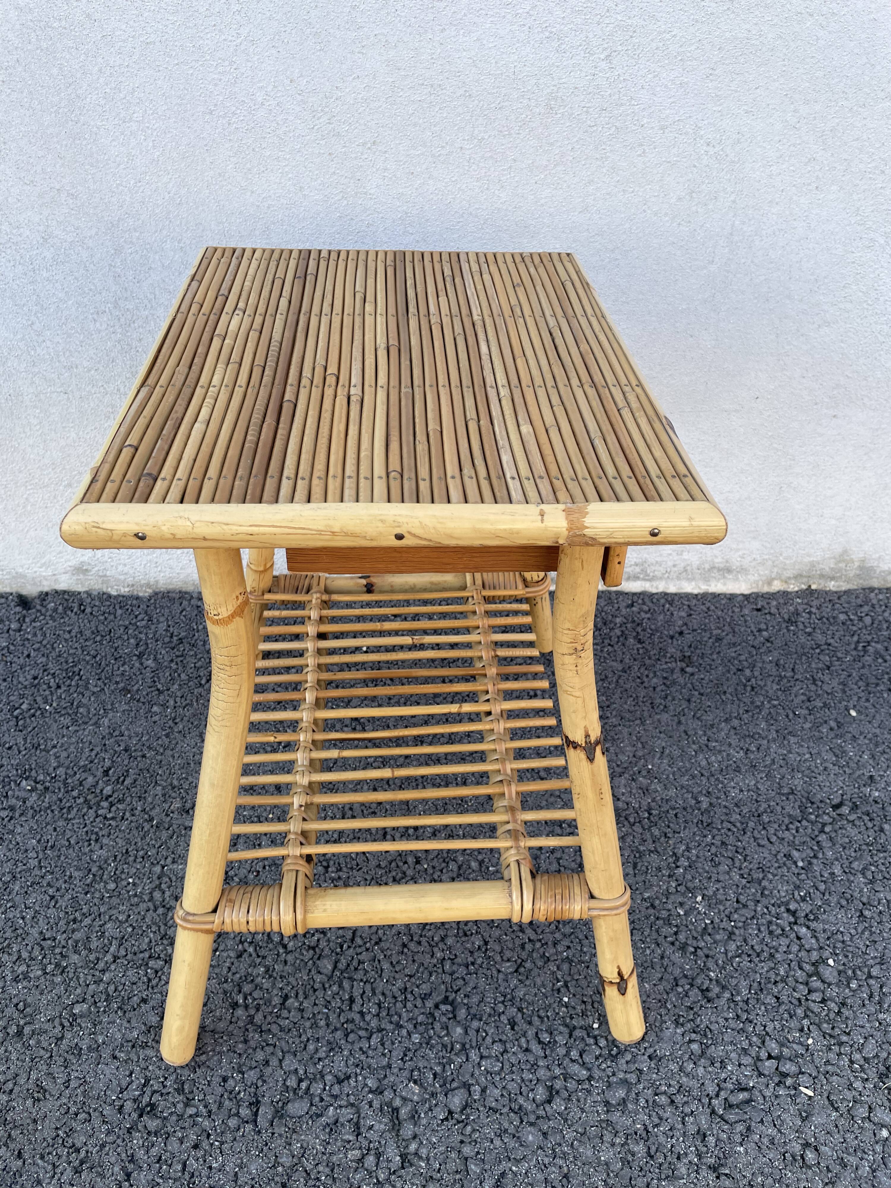 Rattan bedside and bamboo