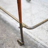 Rolling trolley in wood and brass, rolling bar, servant, trolley, 1950 Cesare Lacca for arredoluce
