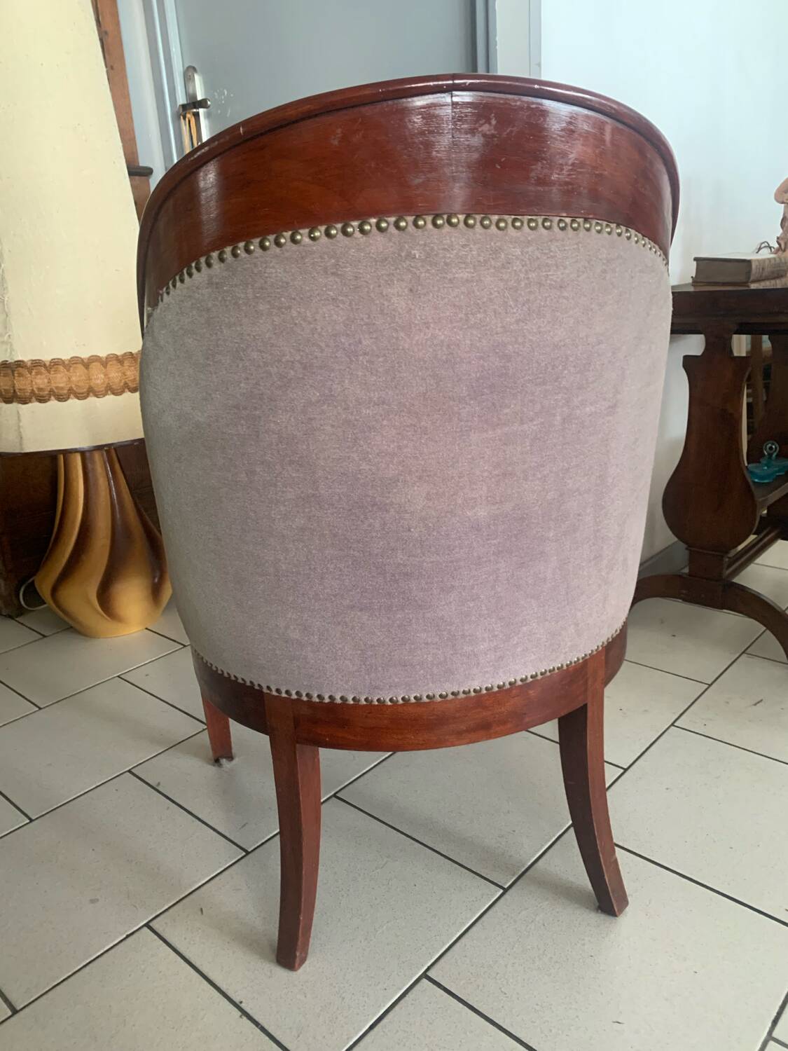 Antique armchair, Restoration style, swan neck