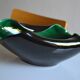 Grande coupe à fruits en céramique vert et noir années 60 60's 1960
