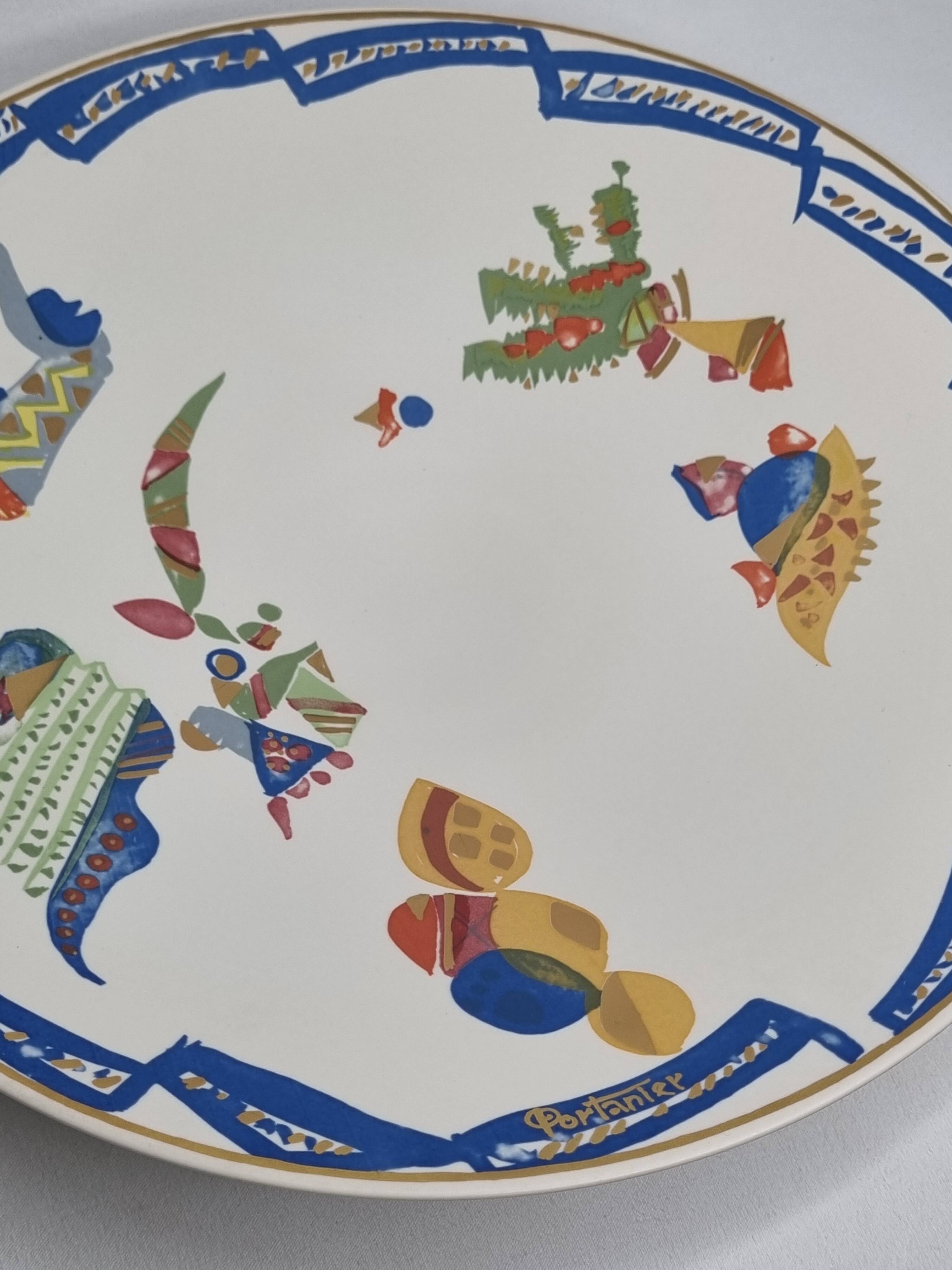Large Rosenthal platter, 36 cm, Gilbert Portanier, abstract design, signed, 1970s