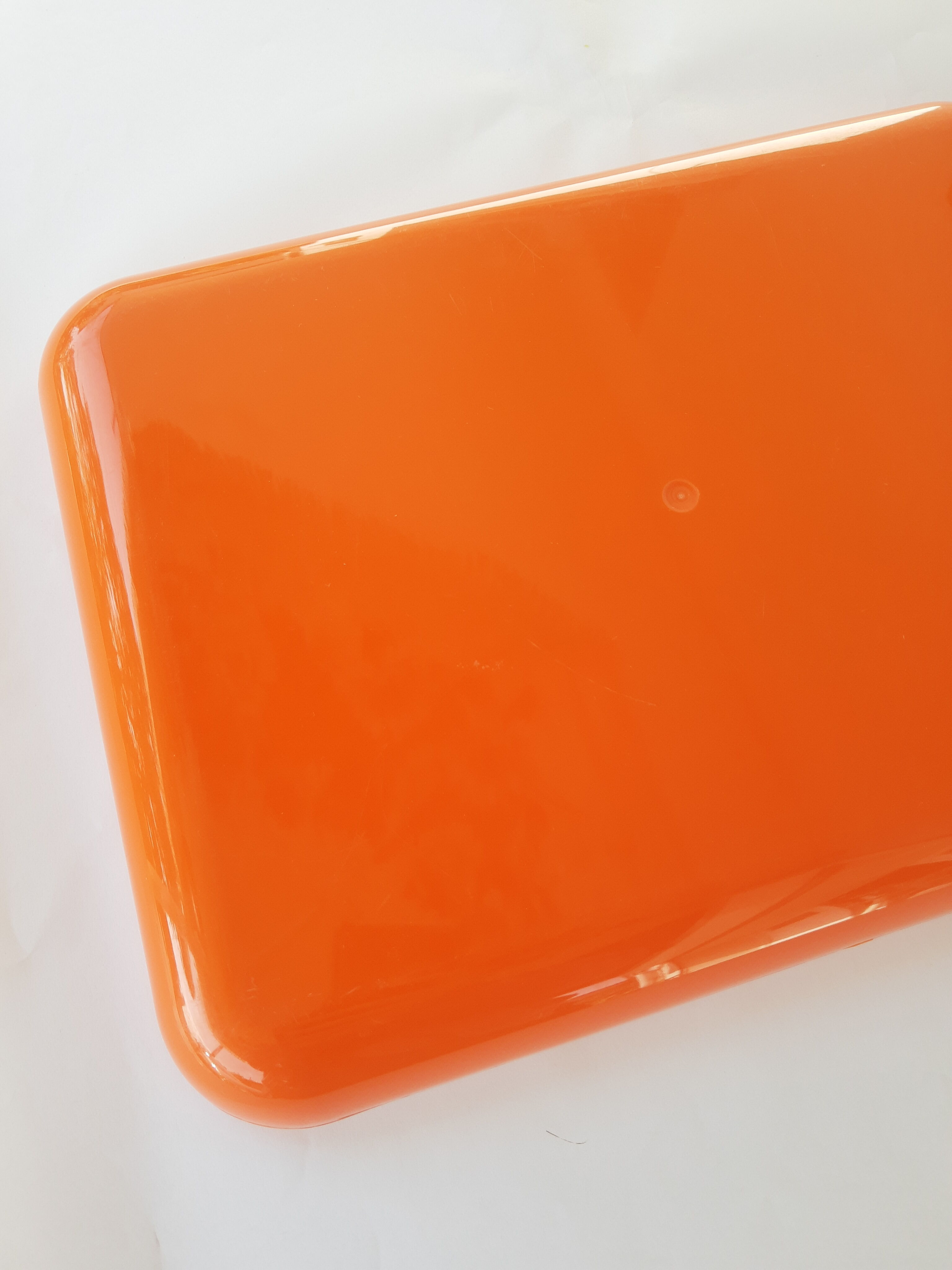 Orange plastic tray Altuglas injected flower seventies 70s vintage