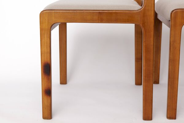 Lot de 4 chaises de salle à manger vintage par Lübke – Allemagne, années 1970 – Merisier et gris