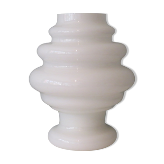 Lampe de table en verre opaline blanc 1970 Space Age