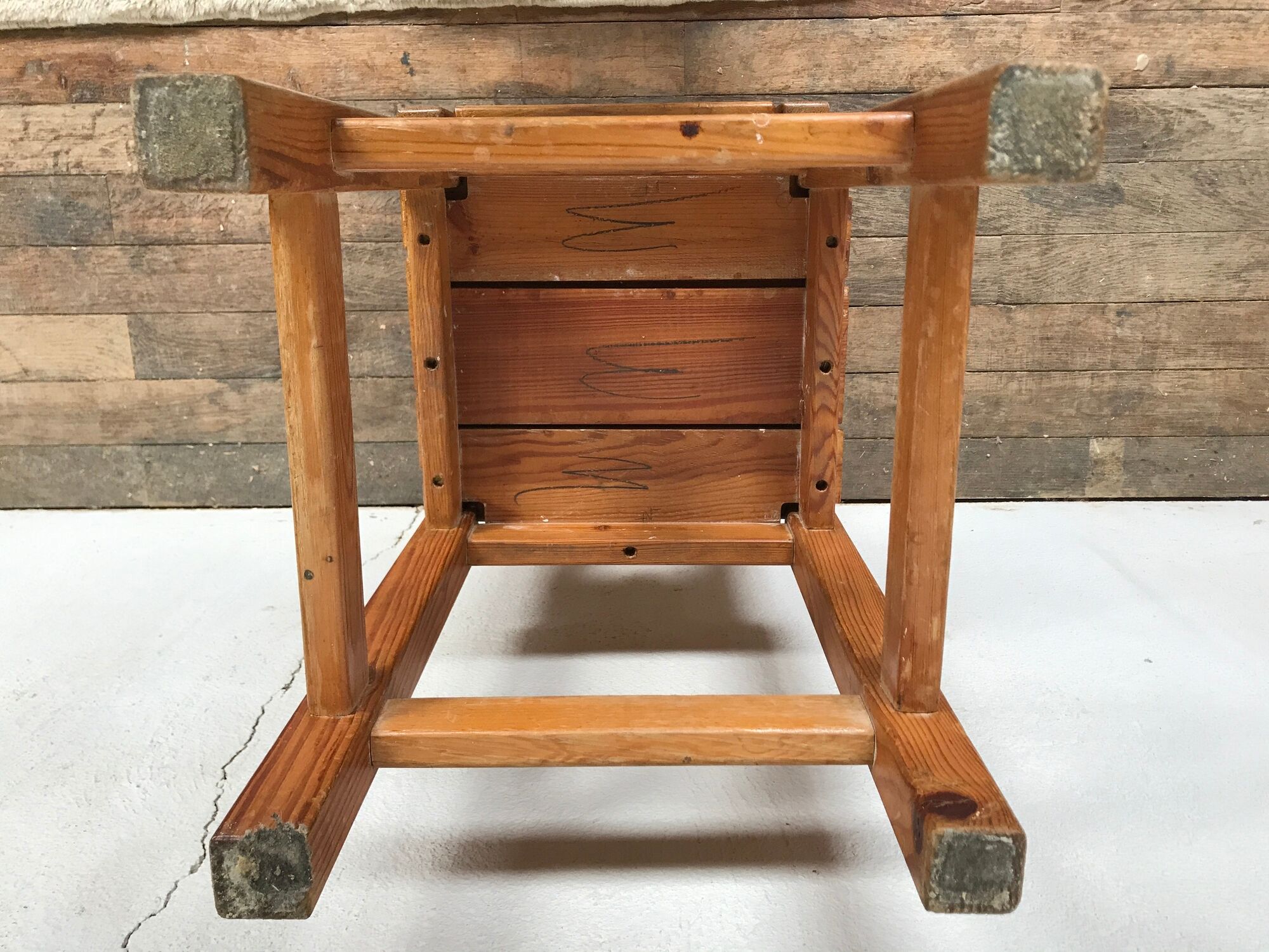 Pair Tabouret wears tripod plant solid wooden sofa tip 1950 Vintage furniture decoration