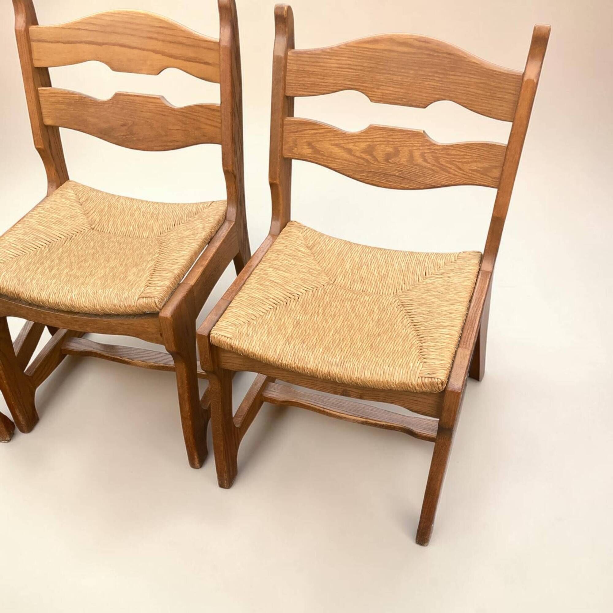 6 brutalist chairs by Guillerme and Chambron
