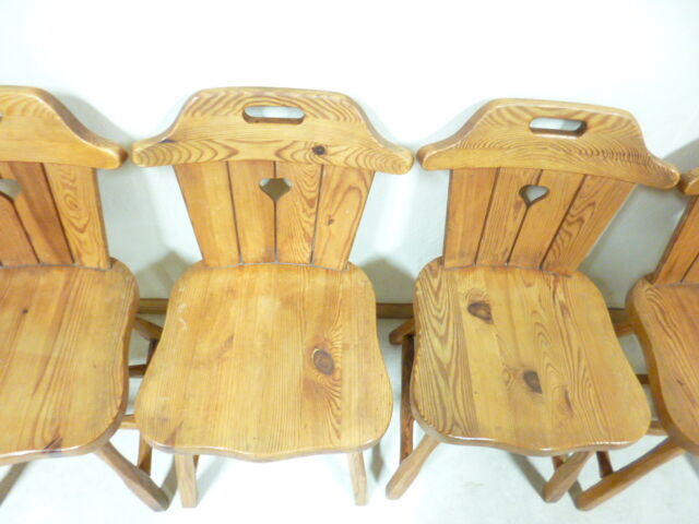 Lot of 4 1970 cottage style pine chairs