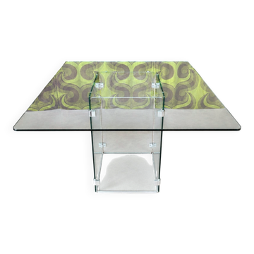 Table à manger vintage – Tout verre – Design années 80