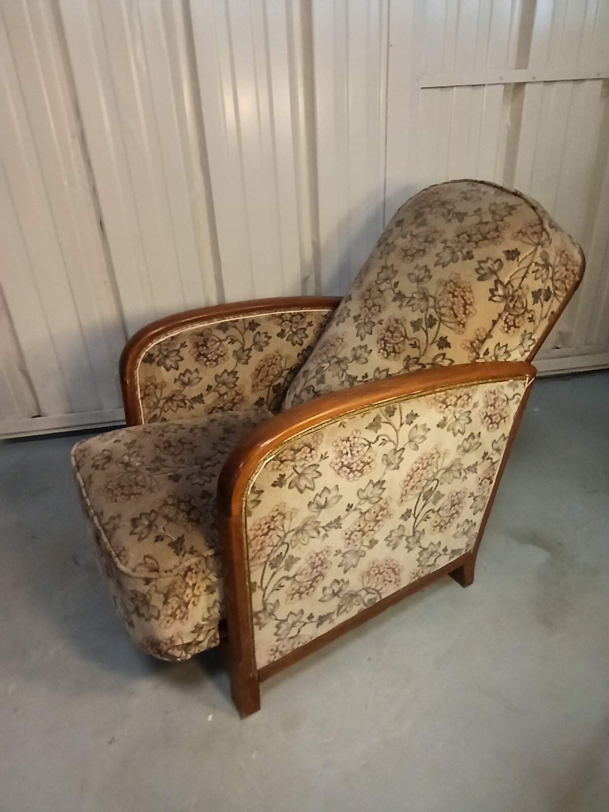 Art Deco armchair with system - original floral velvet fabric