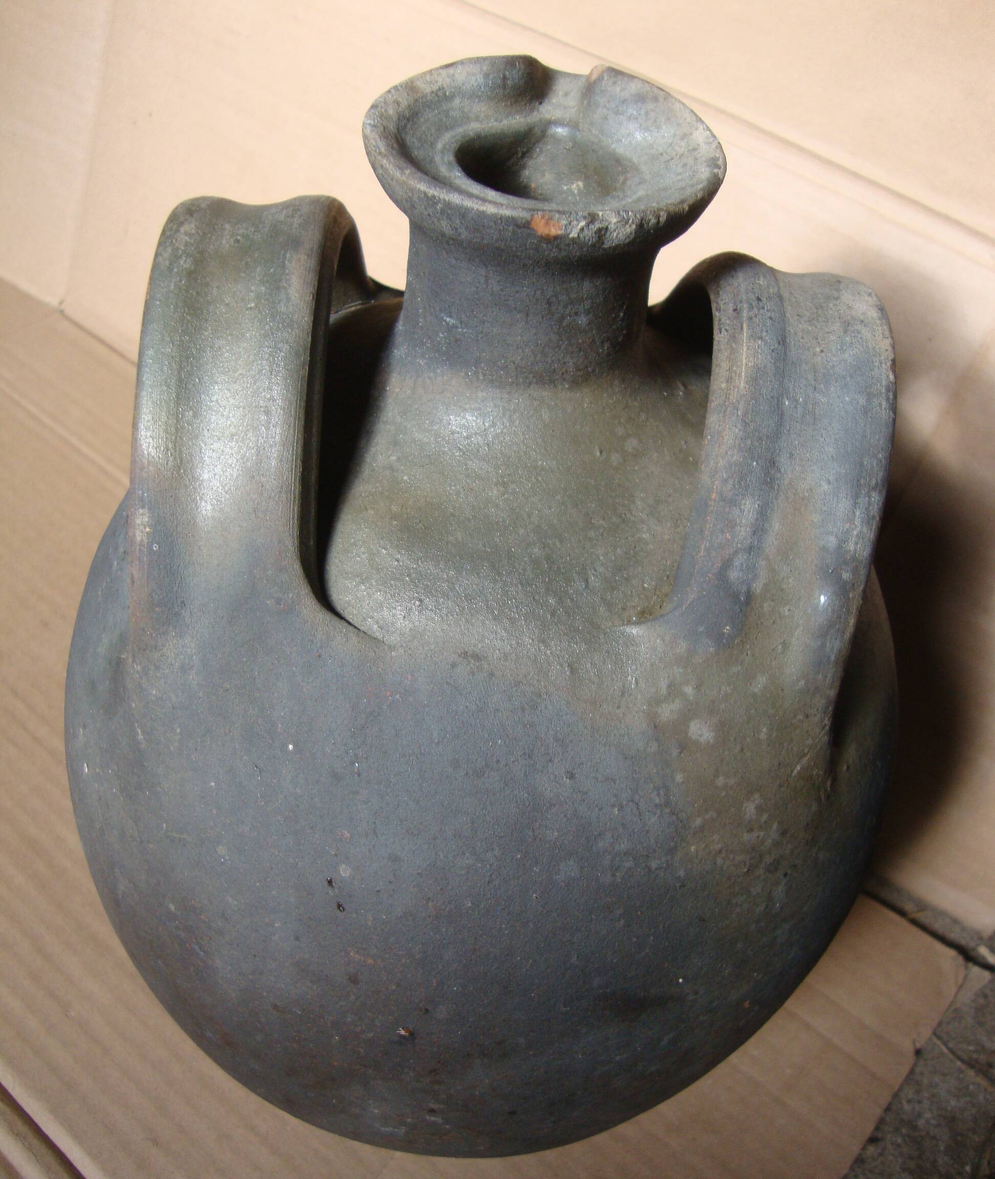 Old Oil Jug Jar Double Handle Terracotta