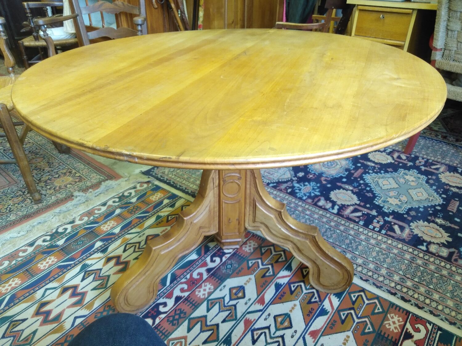Old cherry pedestal table