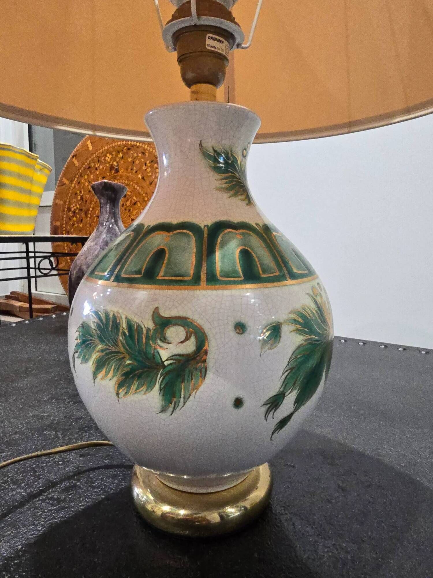 Large vintage Louis Drimmer lamp in glazed ceramic – 1970s/80s