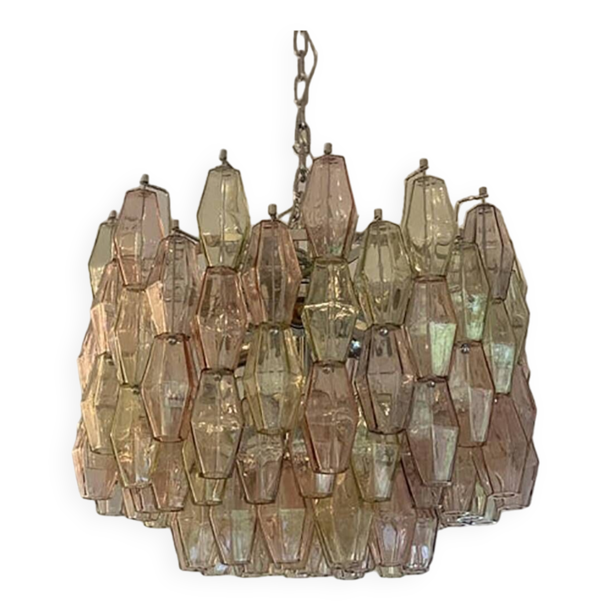 Contemporary “Poliedri” Murano Glass Chandelier
