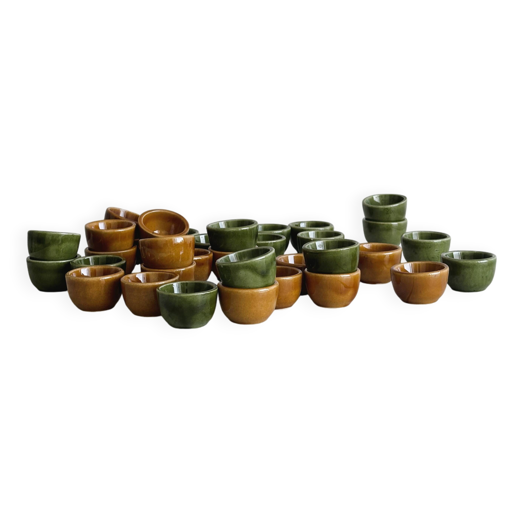 Set of 35 vintage enameled stoneware snail molds