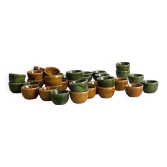 Set of 35 vintage enameled stoneware snail molds