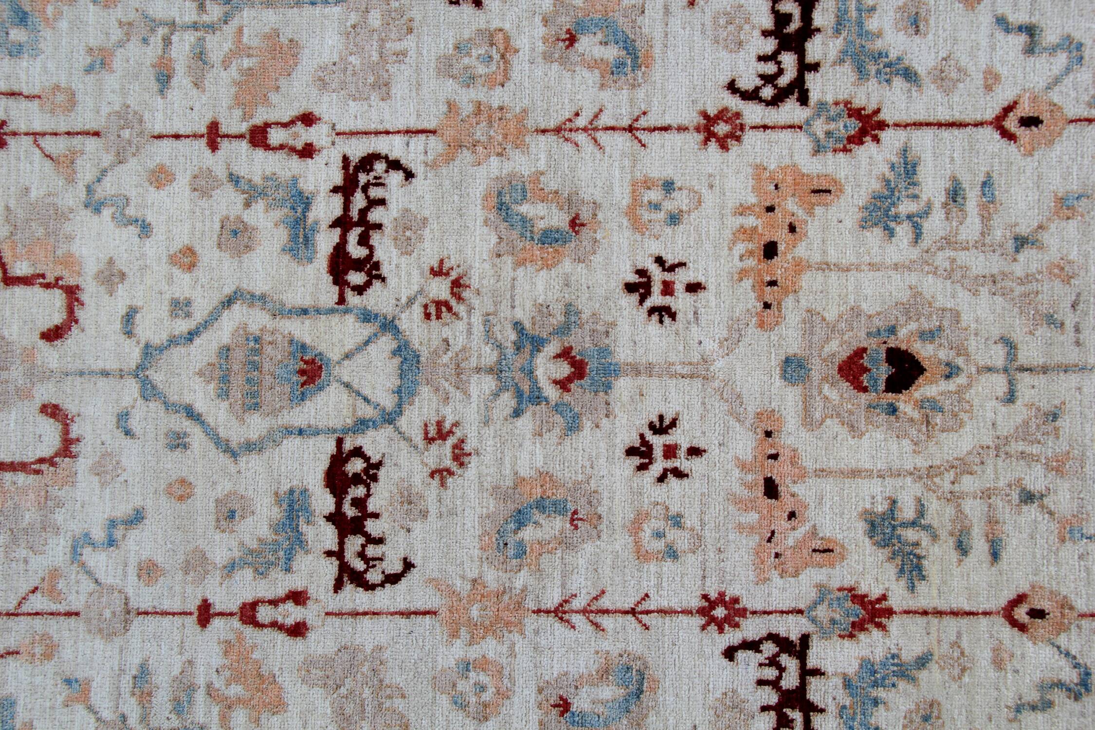 Handmade Cream Wool Floral Rug, Modern Oriental Living Room Carpet