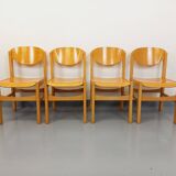 Set of 4 minimalist vintage beechwood chairs from the 80s