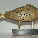 Poisson en bronze sur socle Inde