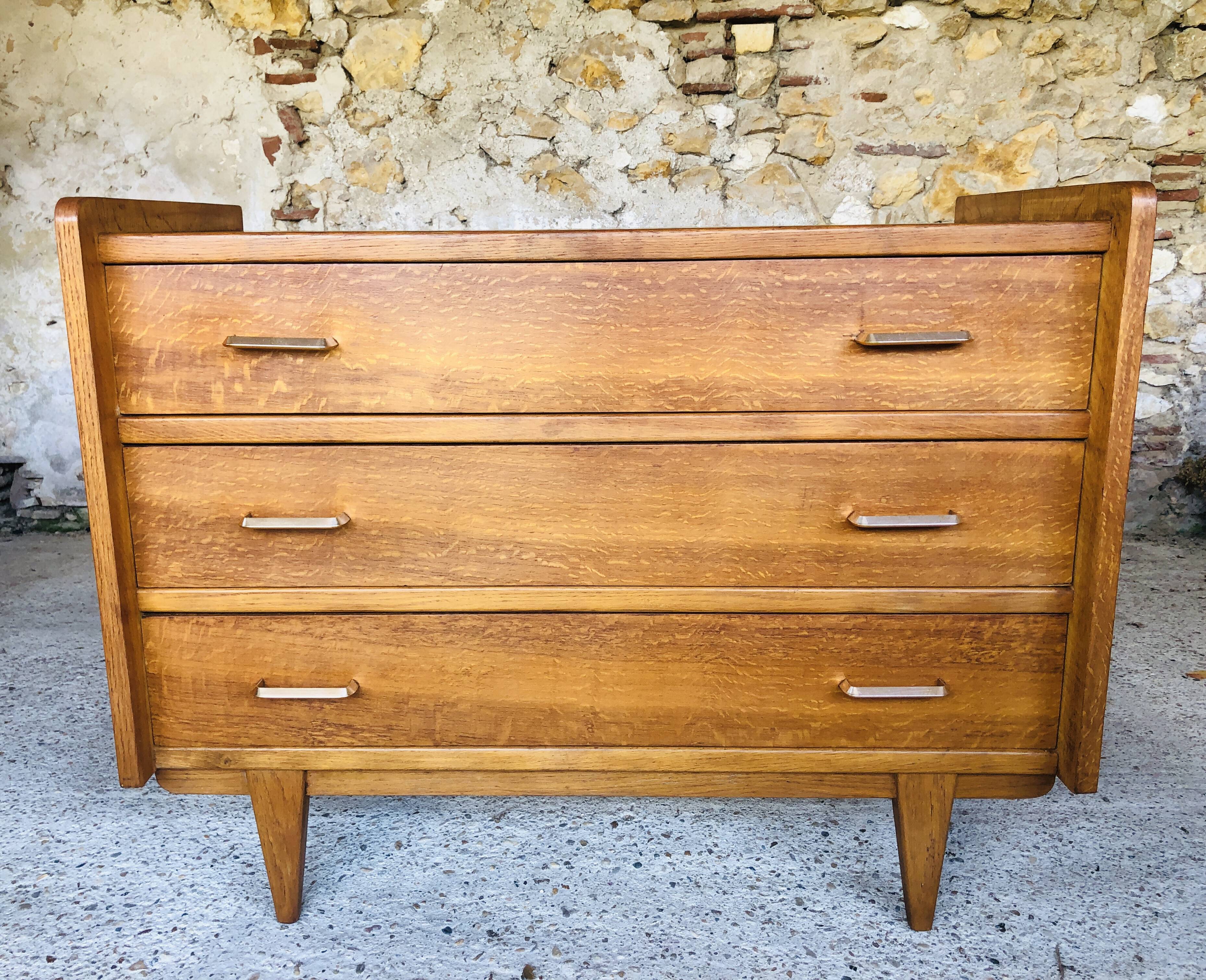 Oak chest of drawers, Scandinavian style, circa 60