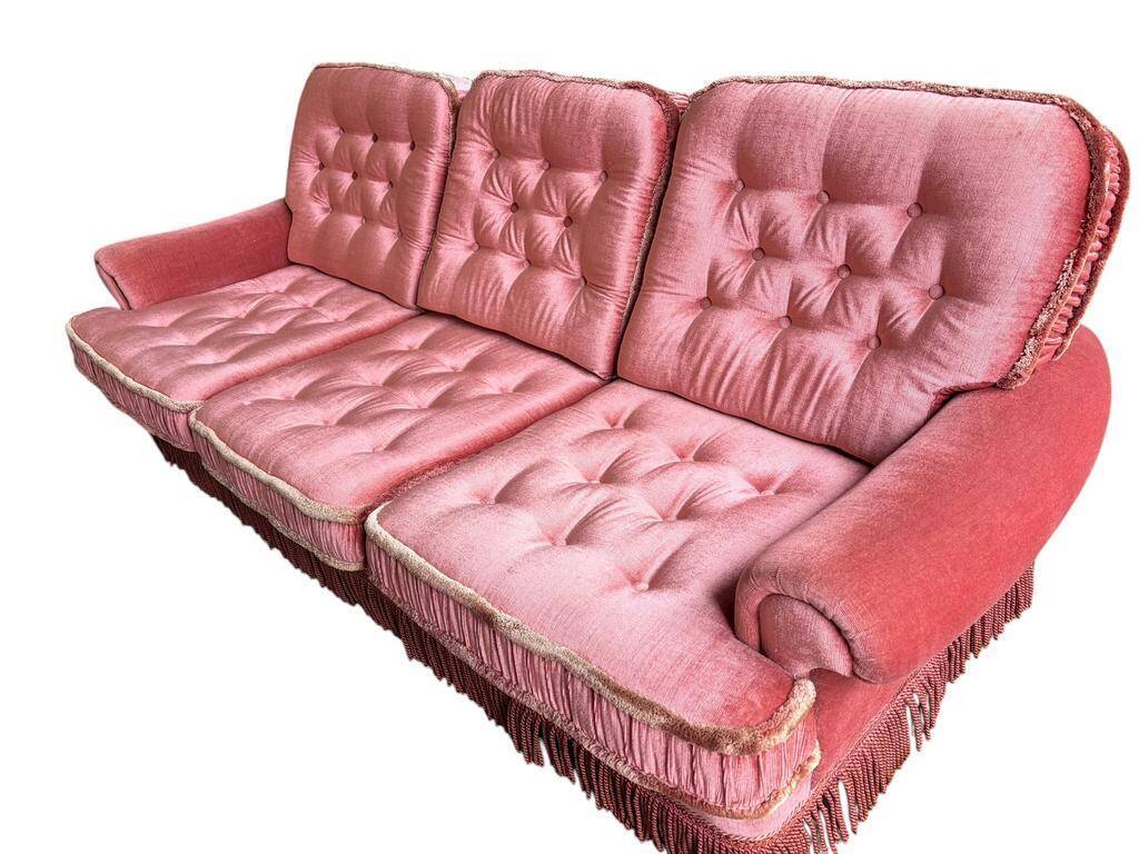 Vintage old rose canapé / armchair with fringes