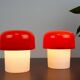Set of 2 Space Age Orange Meblo Mushroom Table Lamps, Guzzini, 1970s