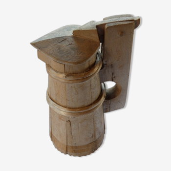 Old wooden water pitcher vintage barrel shape 1/2 liter