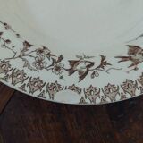 Set of 13 antique Terre de Fer HB & Cie plates – Round bird decoration