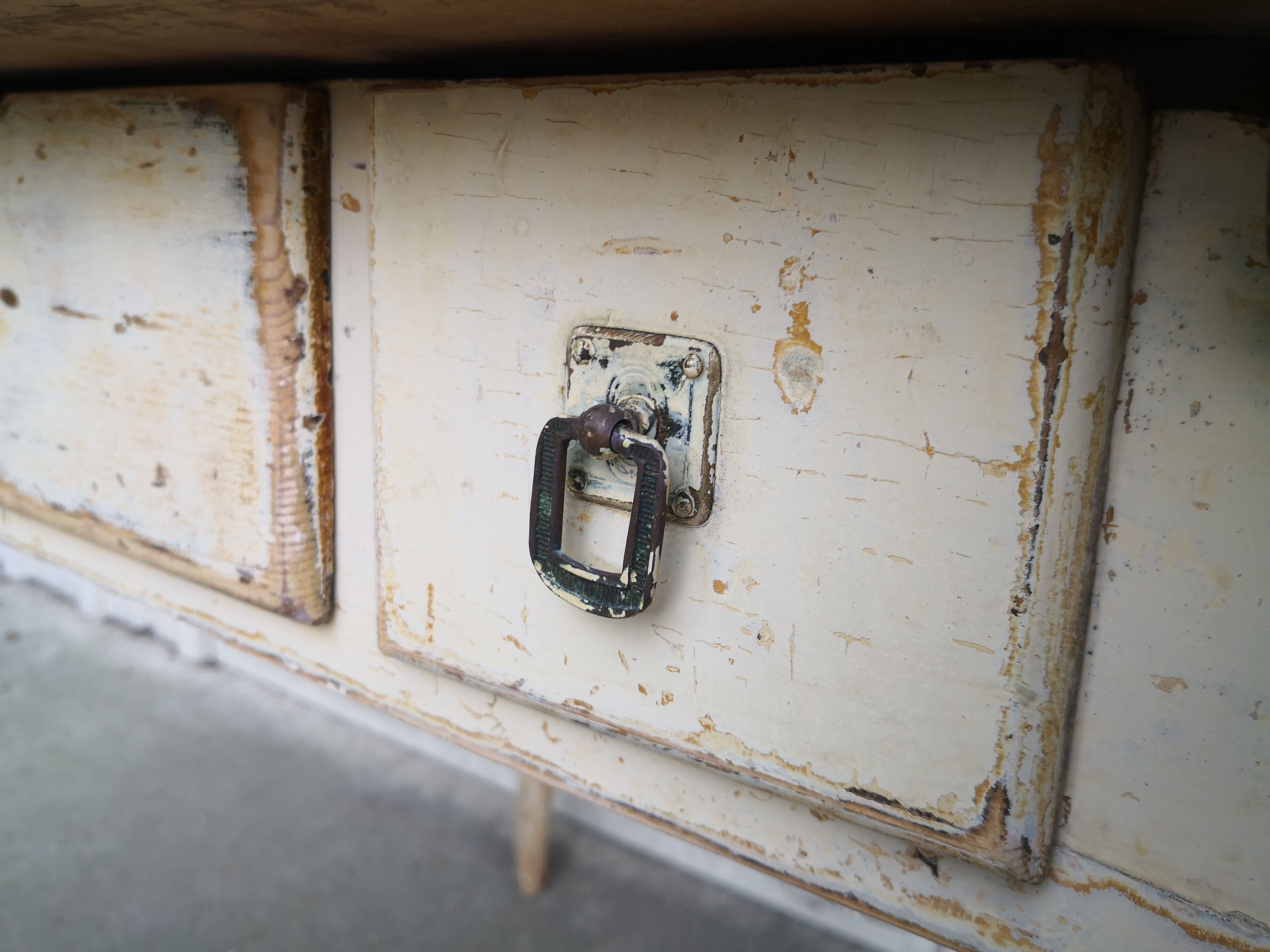 Vintage wooden kitchen table, curved legs