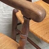 Pair of straw armchairs