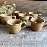 6 tasses en grès France vintage