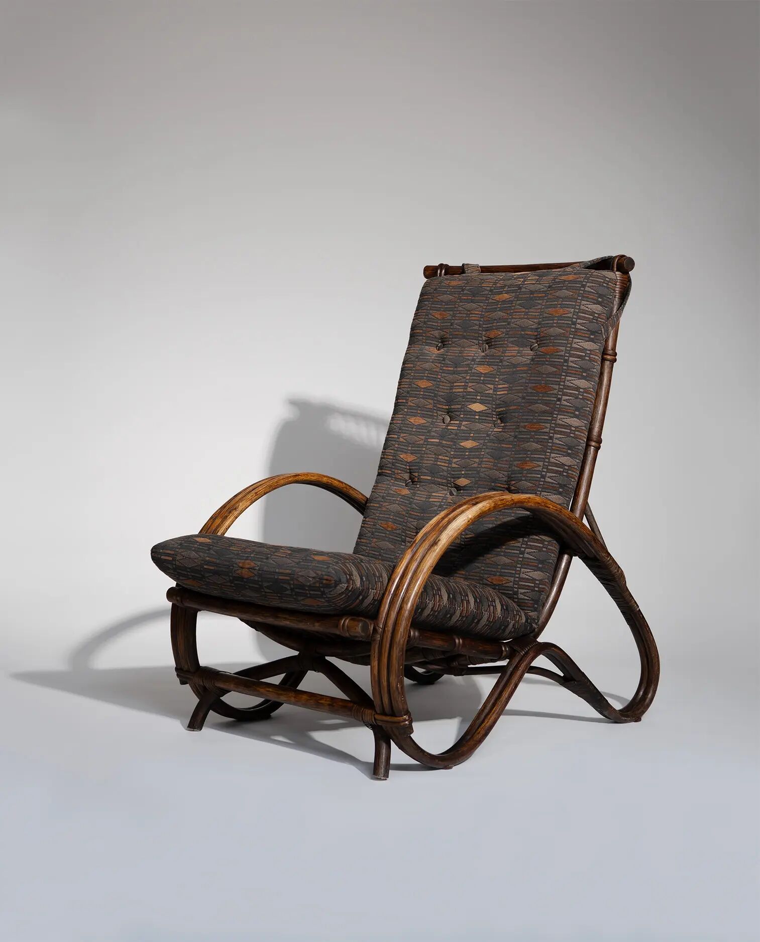 Pair of Sculptural Dutch Rattan Lounge Armchairs, Mid-Century Modern, 1960s
