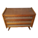 Commode vintage en rotin et chêne