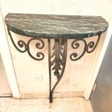 Console murale en fer forgé et marbre
