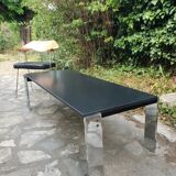 Coffee table in chromed metal and marble 1970
