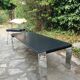 Table basse en métal chromé et marbre 1970
