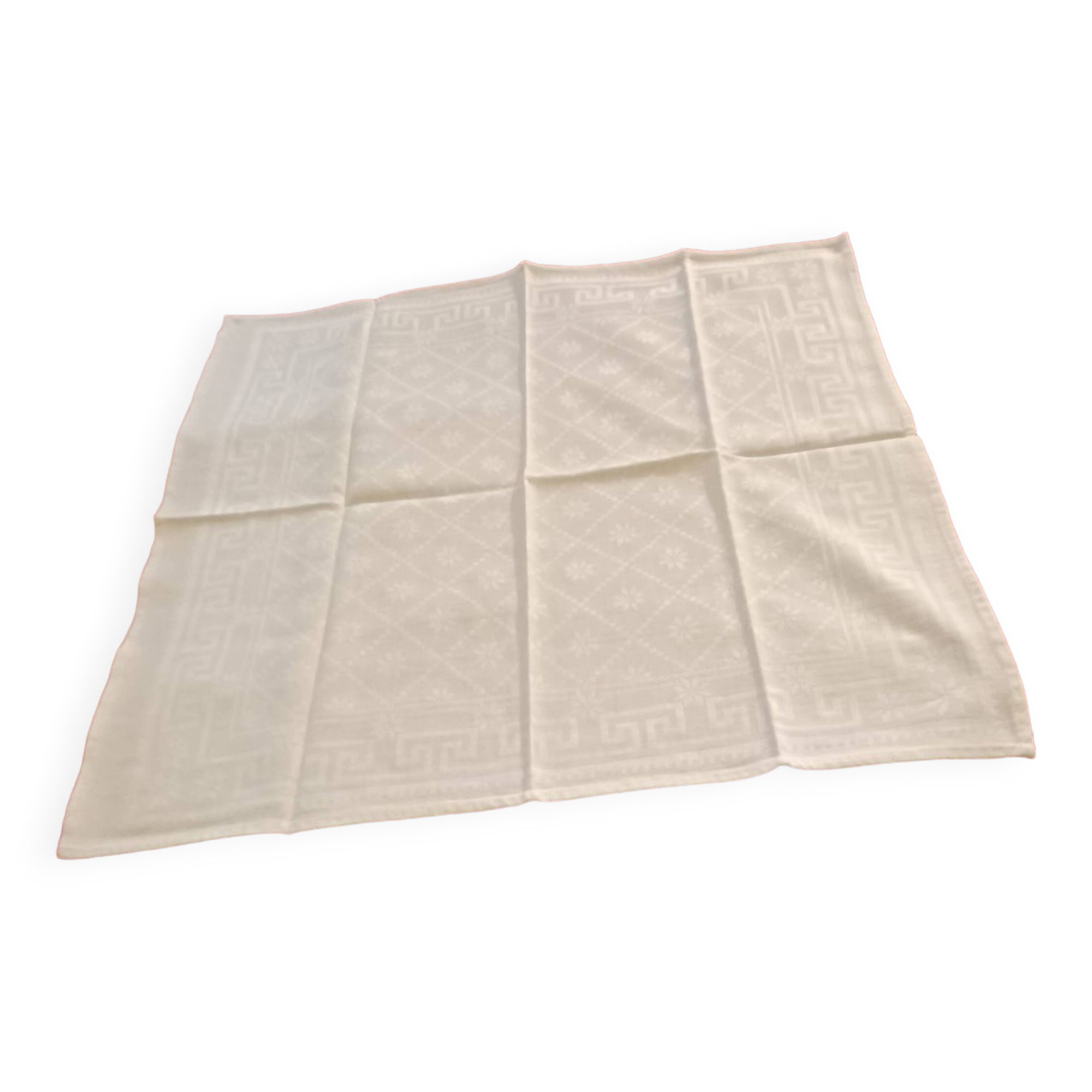 4 white linen damask napkins