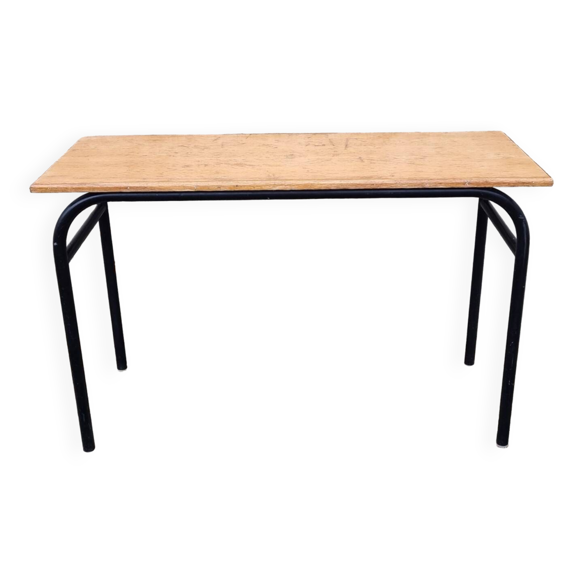 Double school desk, wood and metal, vintage, 60s