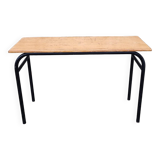 Bureau écolier double, bois et métal, vintage, années 60