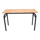 Double school desk, wood and metal, vintage, 60s