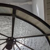 Old large Art Deco pendant lamp with mother-of-pearl and glass shade